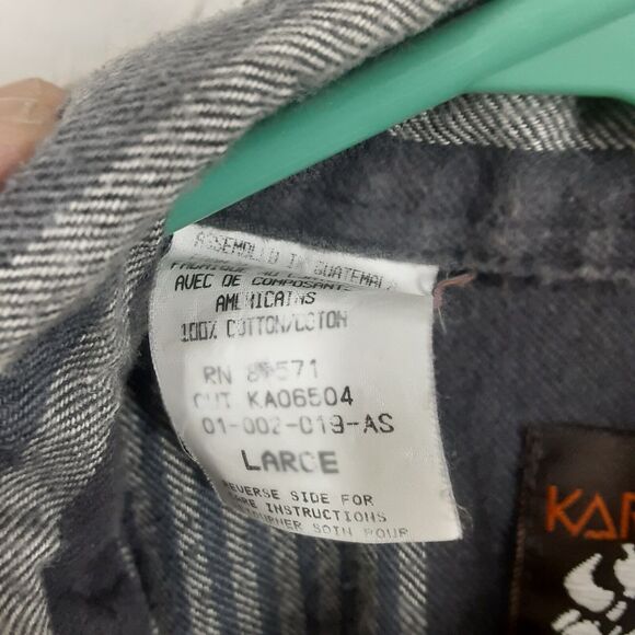 Vintage Karman Flannel Pearl Snap Shirt Mens Large Gray Plaid Long Sleeve - Picture 5 of 8